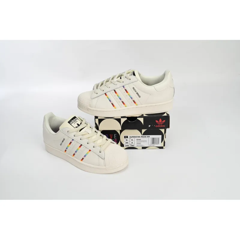 Pkgod adidas Superstar Shoes White Black Gold White Rainbow
