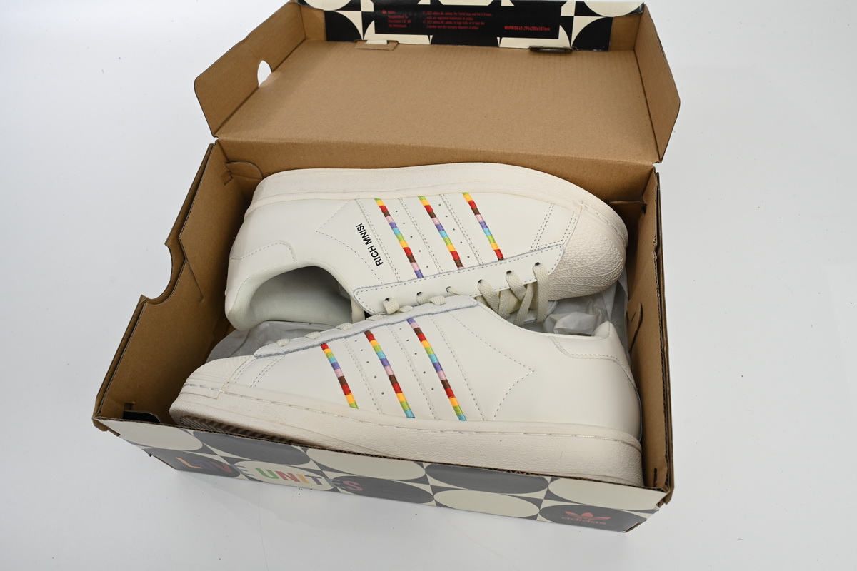 Pkgod adidas Superstar Shoes White Black Gold White Rainbow