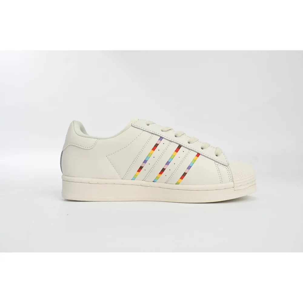 Pkgod adidas Superstar Shoes White Black Gold White Rainbow