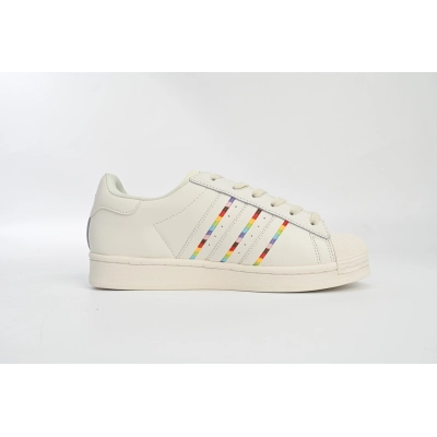Pkgod adidas Superstar Shoes White Black Gold White Rainbow 02