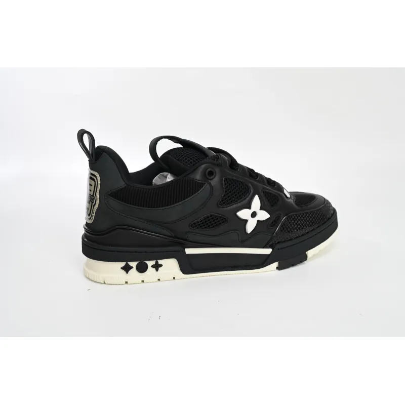 Louis Vuitton Leather lace up Fashionable Board Shoes Black