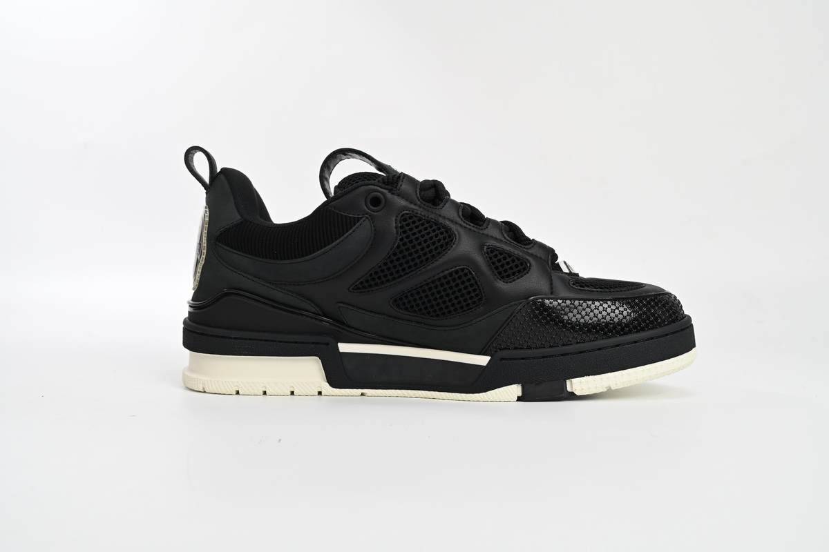 Louis Vuitton Leather lace up Fashionable Board Shoes Black