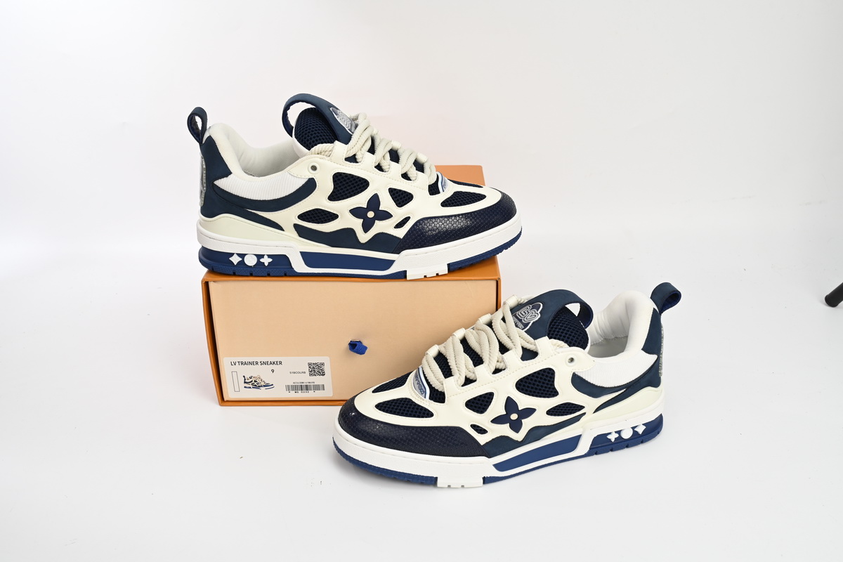 Louis Vuitton Leather lace up Fashionable Board Shoes Blue