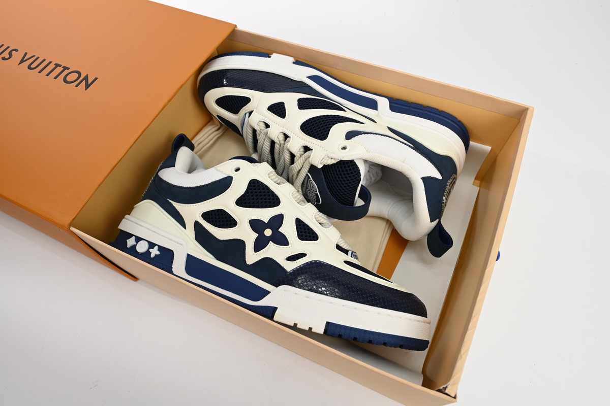 Louis Vuitton Leather lace up Fashionable Board Shoes Blue