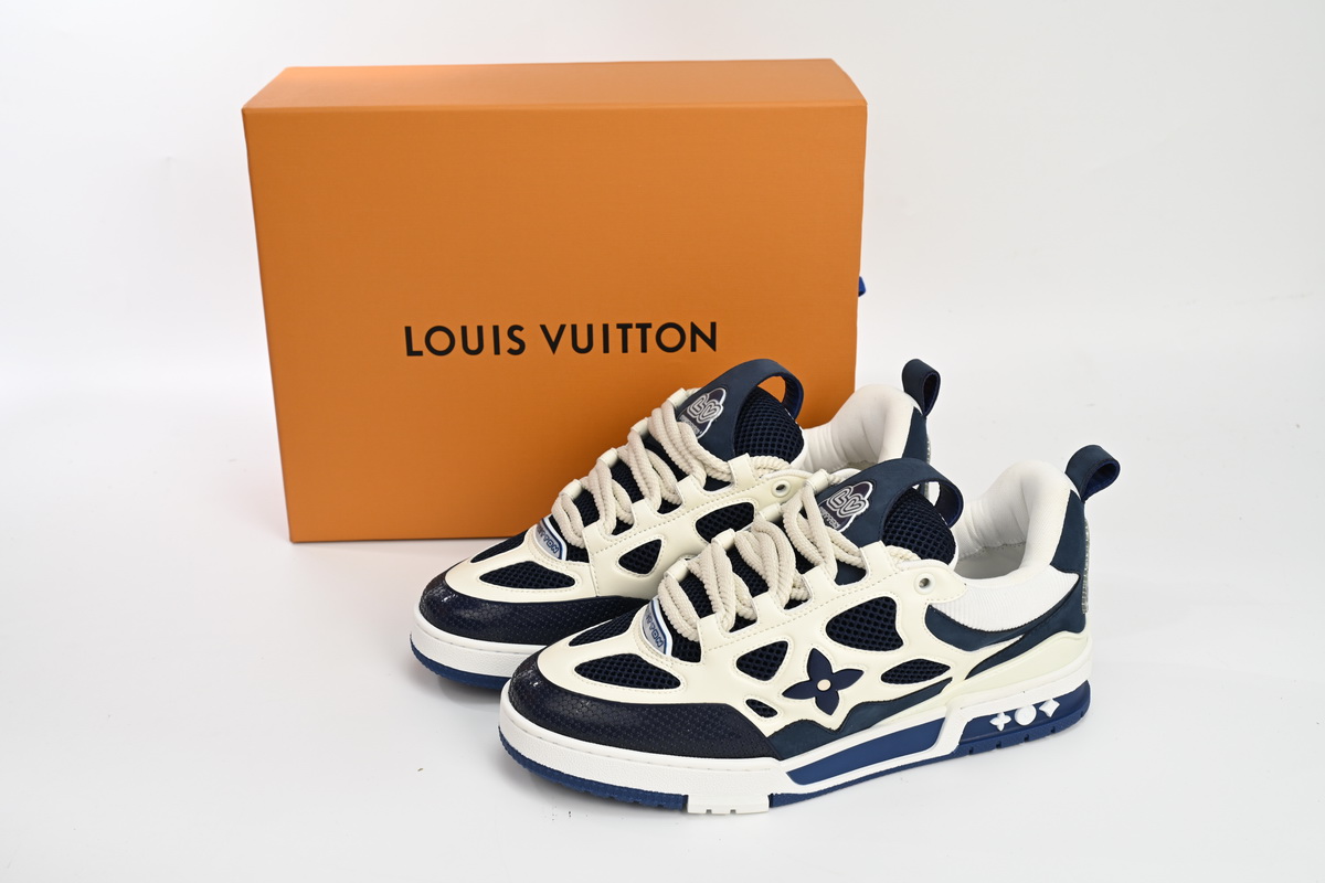 Louis Vuitton Leather lace up Fashionable Board Shoes Blue