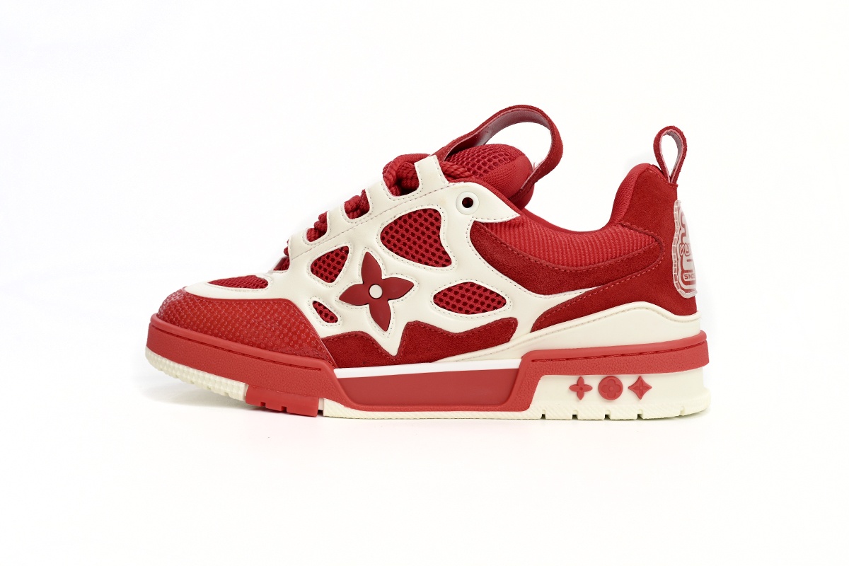 Louis Vuitton Leather lace up Fashionable Board Shoes Red 51BCOLRB