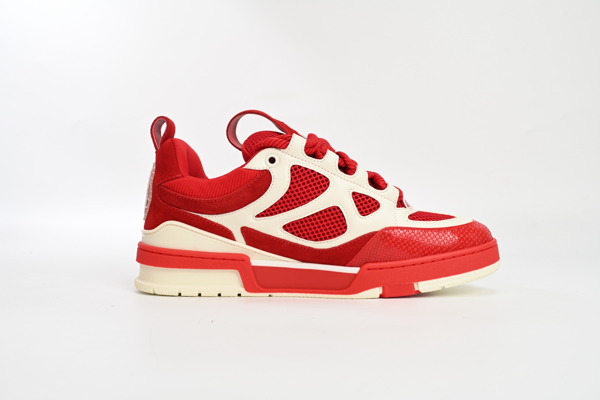Zafa Wear Louis Vuitton Leather lace up Fashionable Board Shoes Red