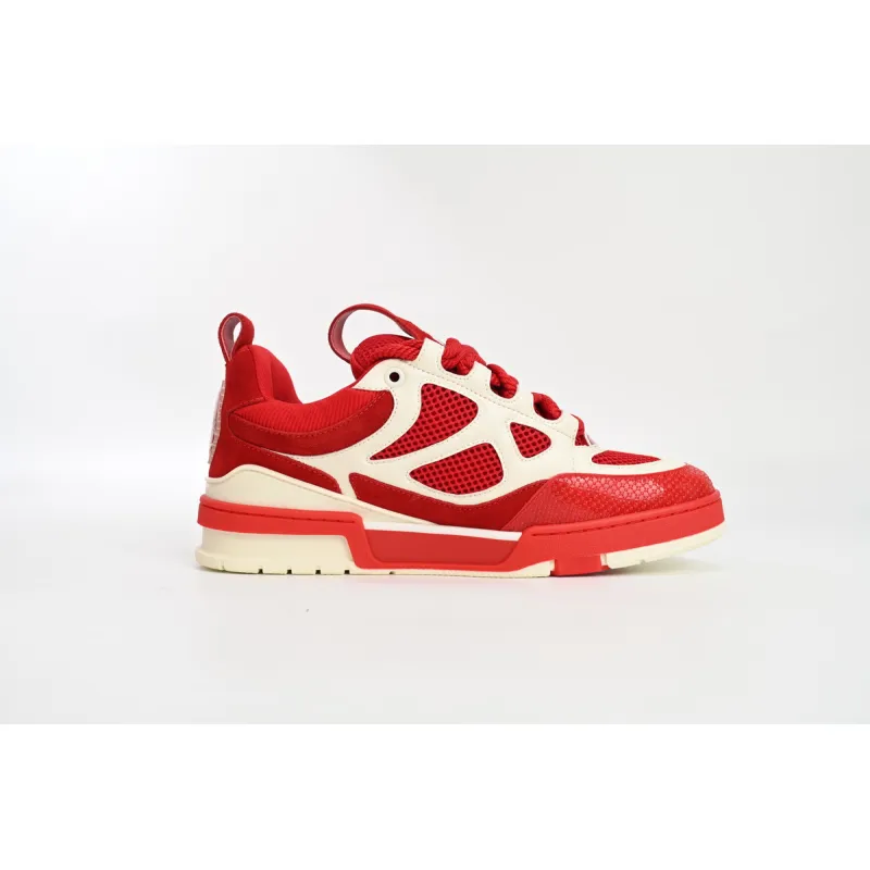 Louis Vuitton Leather lace up Fashionable Board Shoes Red