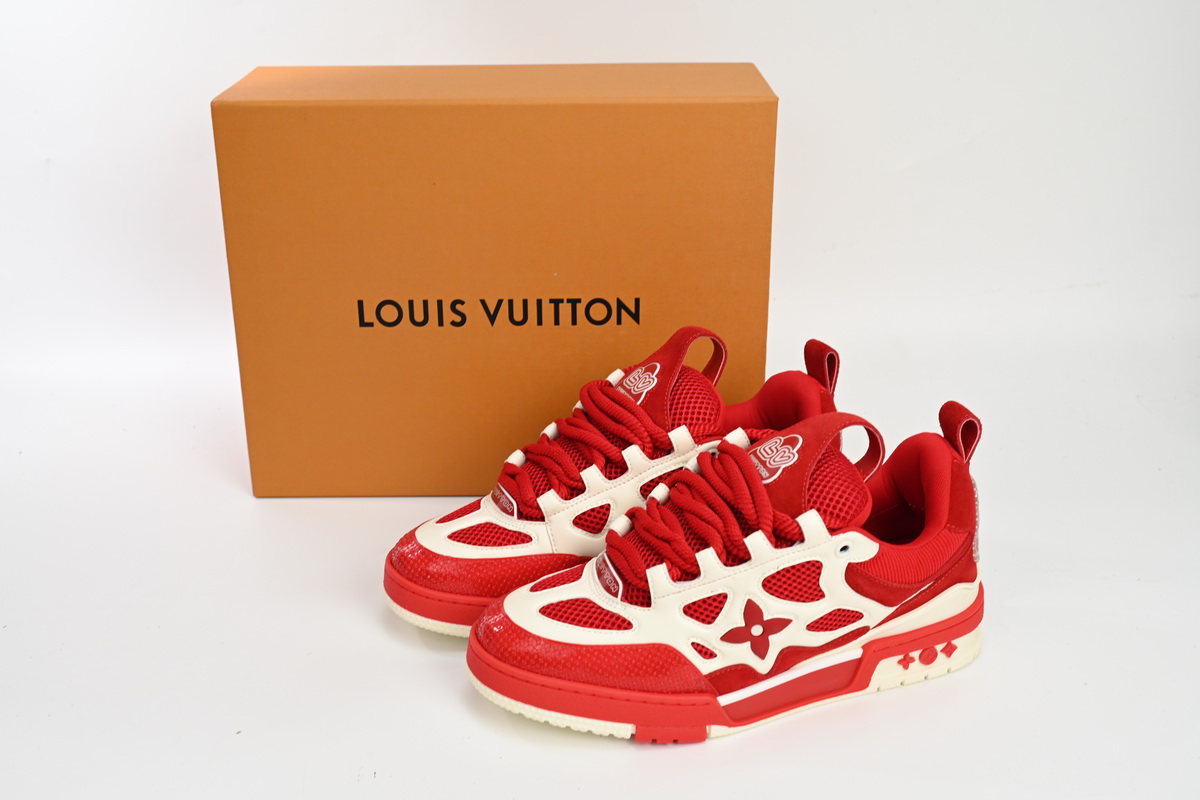 Zafa Wear Louis Vuitton Leather lace up Fashionable Board Shoes Red
