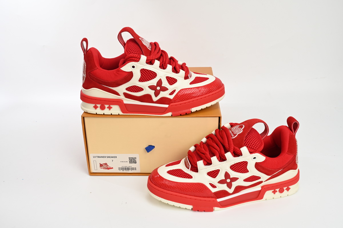 Zafa Wear Louis Vuitton Leather lace up Fashionable Board Shoes Red