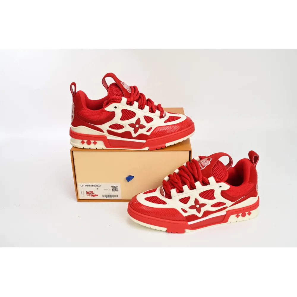 Louis Vuitton Leather lace up Fashionable Board Shoes Red