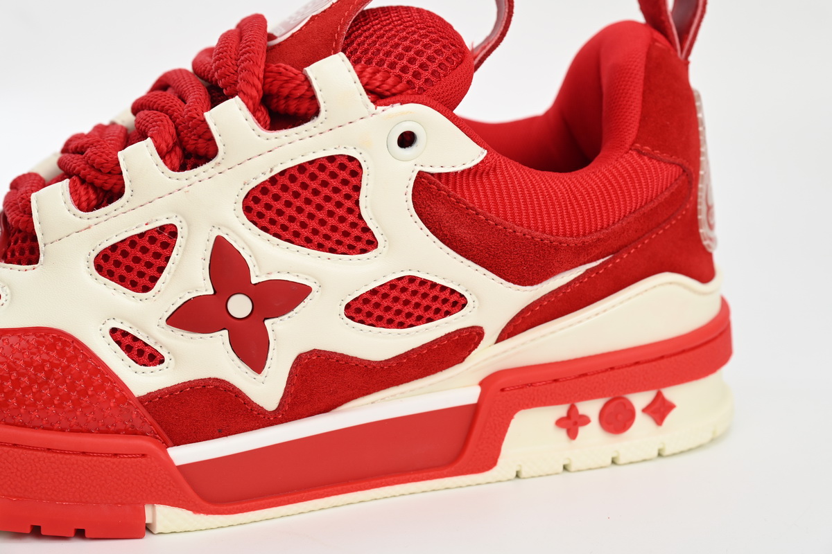 Zafa Wear Louis Vuitton Leather lace up Fashionable Board Shoes Red
