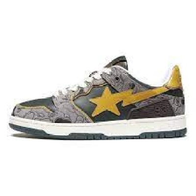 Pkgod A Bathing Ape Bape Sta grey yellow 01