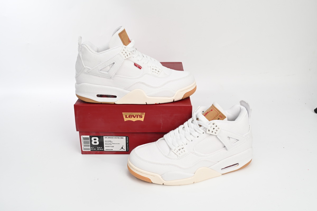  Pkgod Air Jordan 4 Retro Levi's White