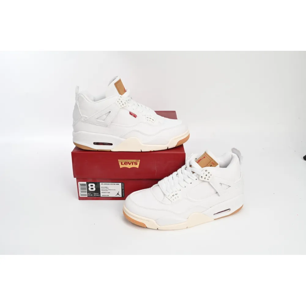  Pkgod Air Jordan 4 Retro Levi's White