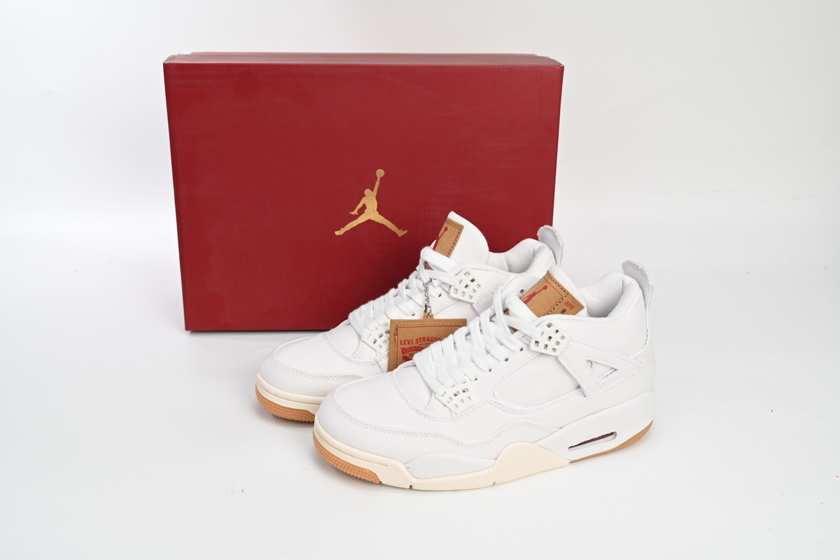  Pkgod Air Jordan 4 Retro Levi's White