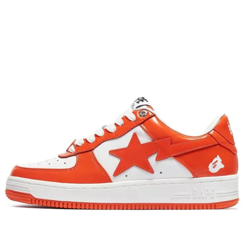 A Bathing Ape Bape Sta Patent Leather Orange White 1I70-191-002