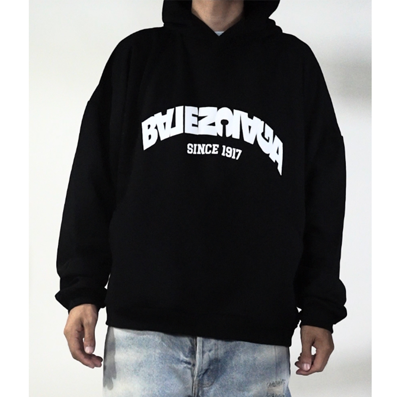      BACK FLIP ROUND HOODIE OVERSIZED IN BLACK/WHITE 761458TPVG11070    