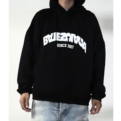  Top Quality BACK FLIP ROUND HOODIE OVERSIZED IN BLACK/WHITE 761458TPVG11070    01