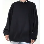 Top Quality Balenciaga Pierced Round Sweatshirt Oversized in Black Faded 762718TPVD91055 