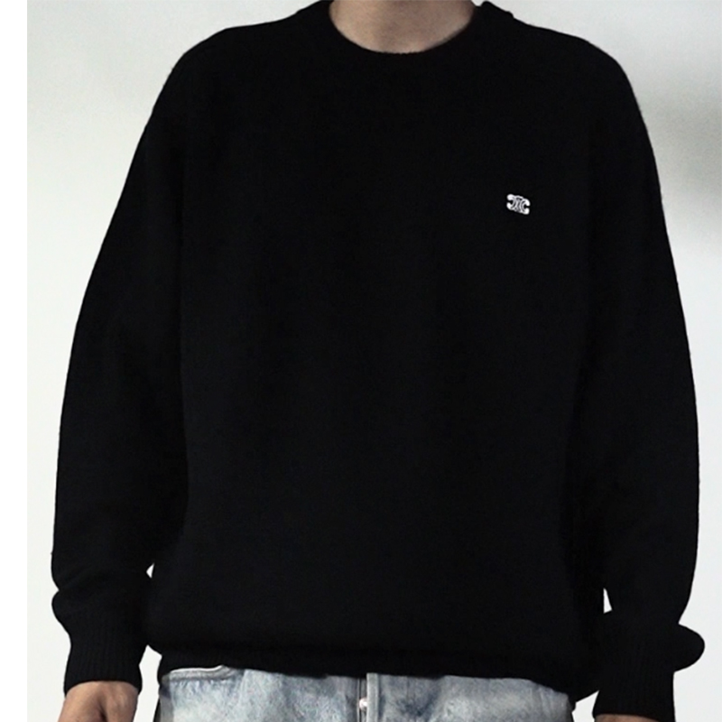     TRIOMPHE CREW NECK SWEATER IN WOOL AND CASHMERE BLACK / OFF WHITE 2AC85048T.38OW  