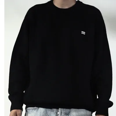 Top Quality TRIOMPHE CREW NECK SWEATER IN WOOL AND CASHMERE BLACK / OFF WHITE 2AC85048T.38OW   01