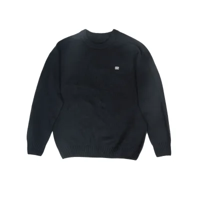 Top Quality TRIOMPHE CREW NECK SWEATER IN WOOL AND CASHMERE BLACK / OFF WHITE 2AC85048T.38OW   02