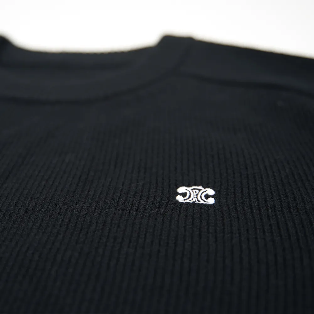 Top Quality TRIOMPHE CREW NECK SWEATER IN WOOL AND CASHMERE BLACK / OFF WHITE 2AC85048T.38OW  