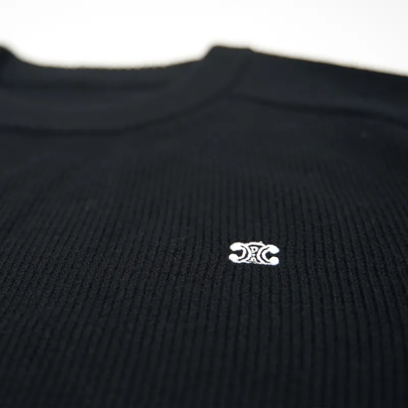 Top Quality TRIOMPHE CREW NECK SWEATER IN WOOL AND CASHMERE BLACK / OFF WHITE 2AC85048T.38OW  