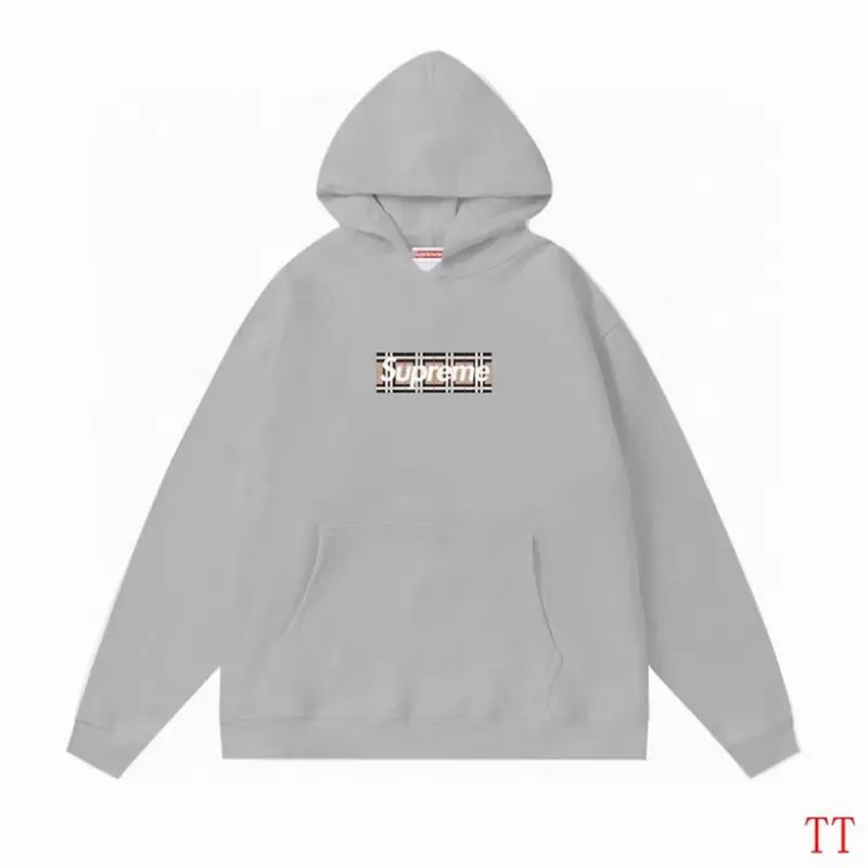 Top Quality Supr Box Logo Hooded Sweatshirt Grey ttl01
