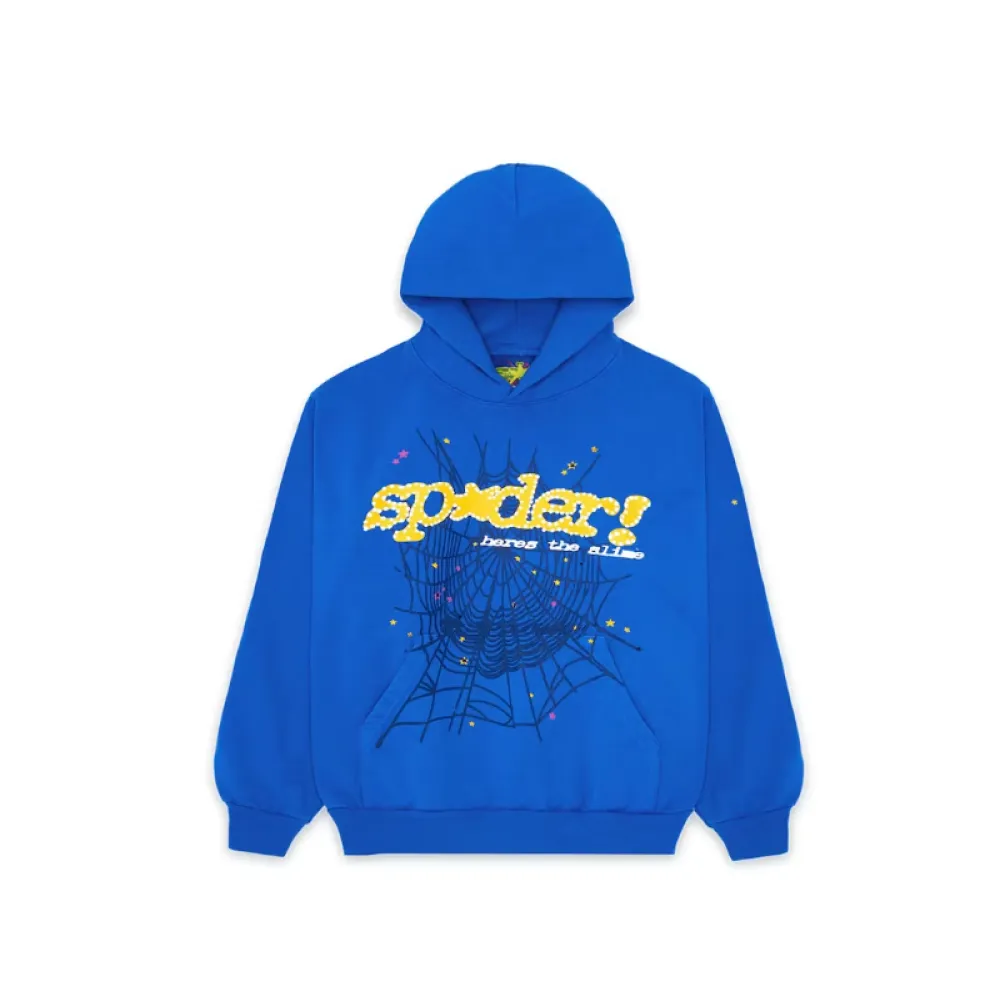 Top Quality Sp5der PNK Hoodie Blue 