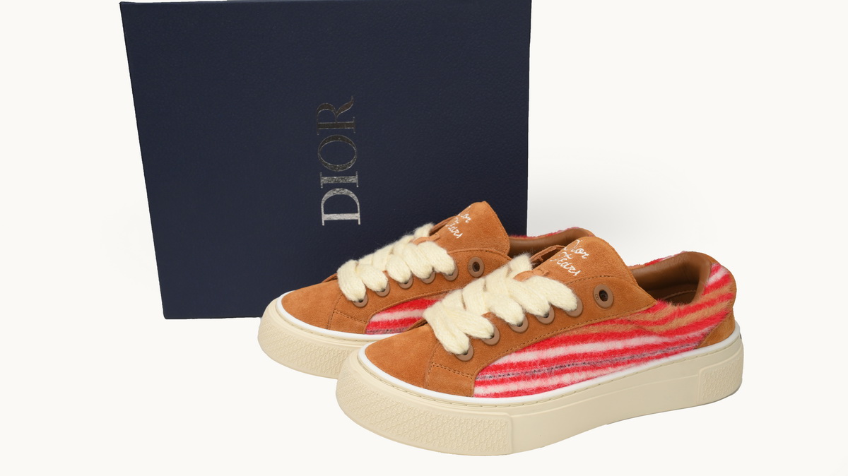 Dior X Denim Tears B33 Sneakers Release Brown Red Stripes