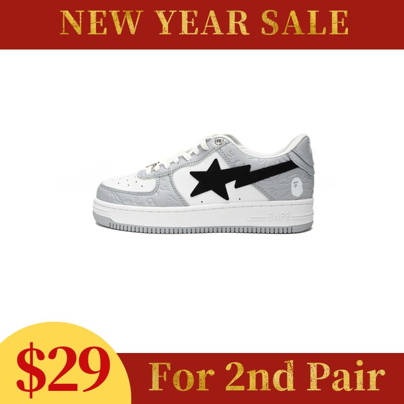    $29 For 2nd Pair & A Bathing Ape Bape Sta Low Grey Black