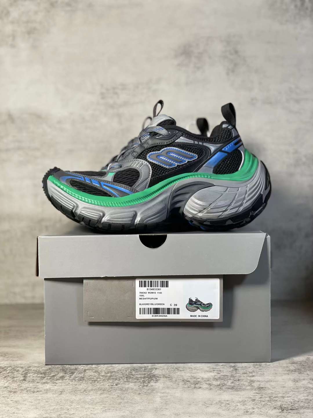 Zafa Wear Balenciaga 10.0 Black Blue Green 784342 W2MV2 1143