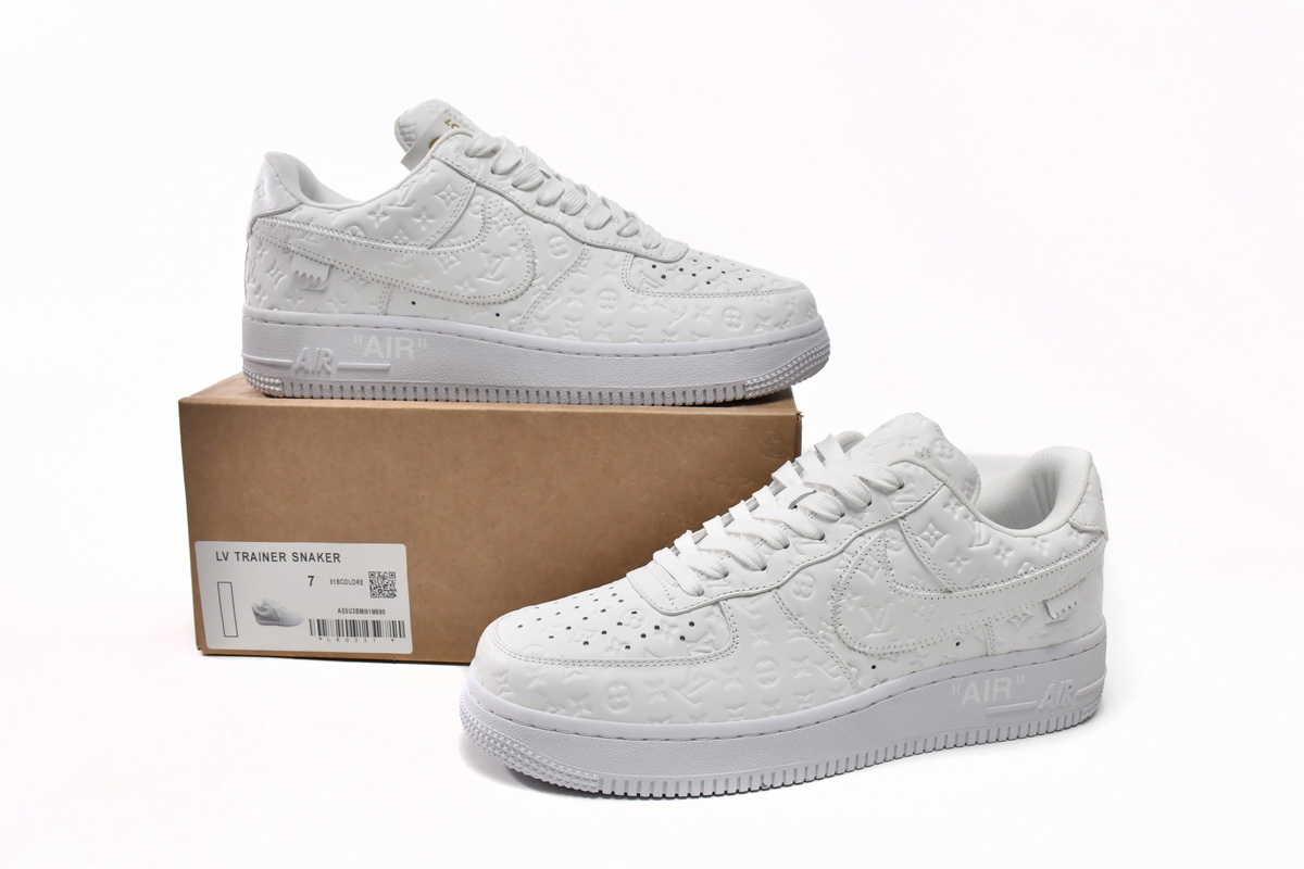 Zafa Wear Louis Vuitton x Air Force 1 Trainer Sneaker White LK0221
