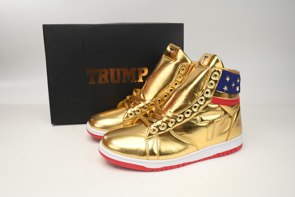 Trump Gold Sneaker | The Never Surrender High-Tops Trump Sneakers ...