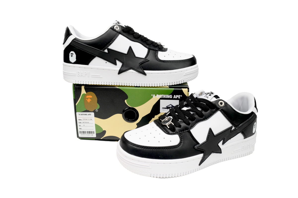 A Bathing Ape Bape Sta Low Black And White Star OZXSH W291 306M