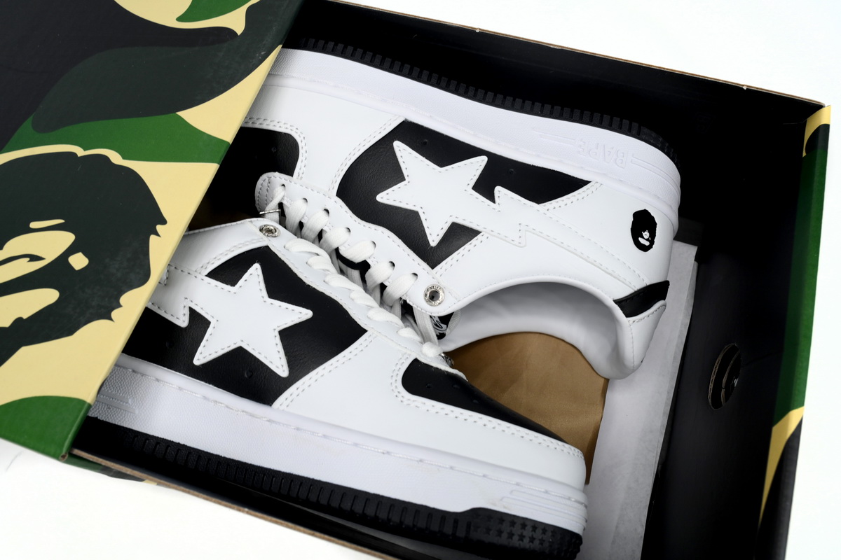 A Bathing Ape Bape Sta Low Black And White OZXSH W291 328
