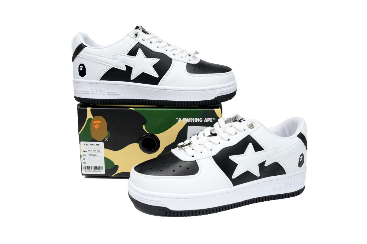 A Bathing Ape Bape Sta Low Black And White OZXSH W291 328