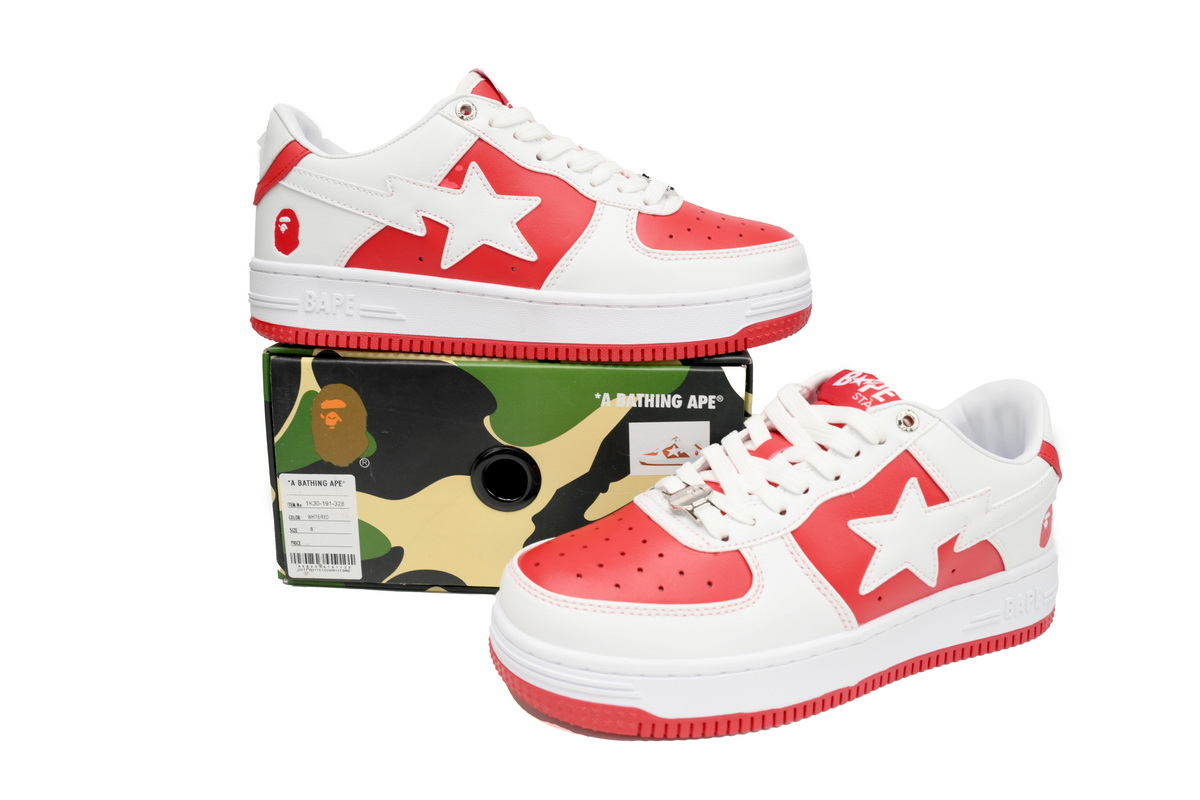   A Bathing Ape Bape Sta Low Red And White OZXSH W291 328
