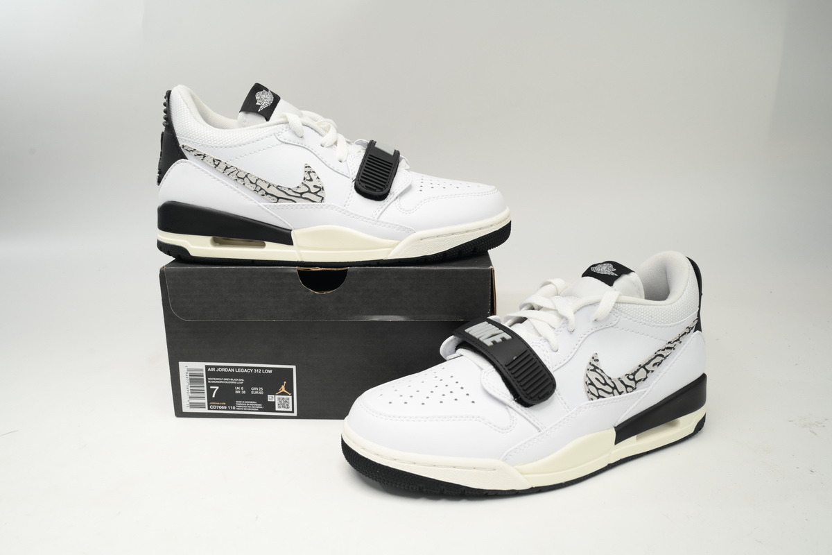 Pkgod Jordan Legacy 312 Low White Black Elephant Swoosh CD7069-110