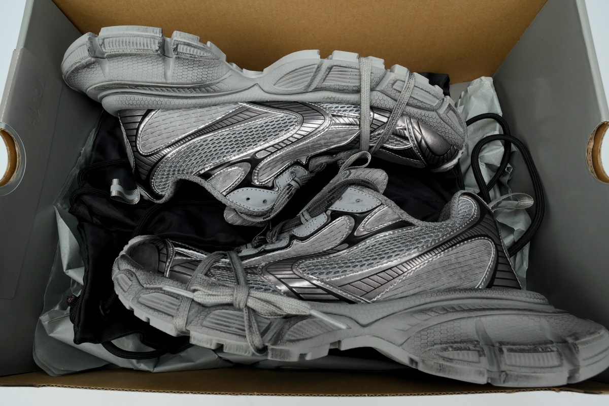    Balenciaga 3XL Lace-Up Sneakers Grey Silver 542228 W2RB8 1210