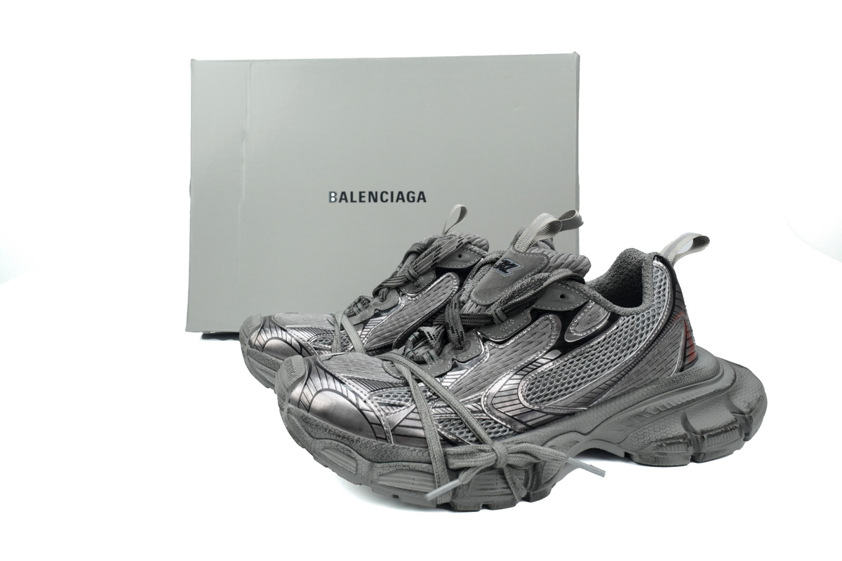    Balenciaga 3XL Lace-Up Sneakers Grey Silver 542228 W2RB8 1210