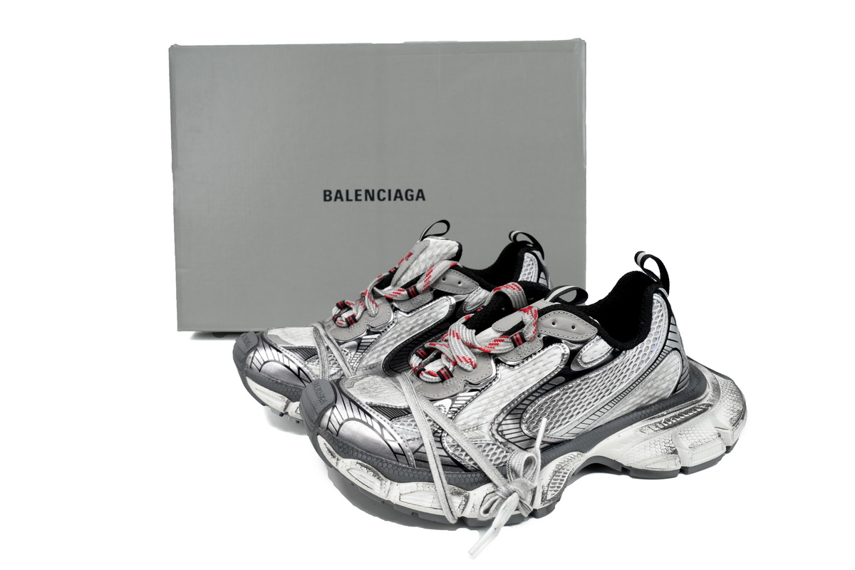    Balenciaga 3XL Lace-Up Sneakers  Grey Red  542228 W2RB8 2801