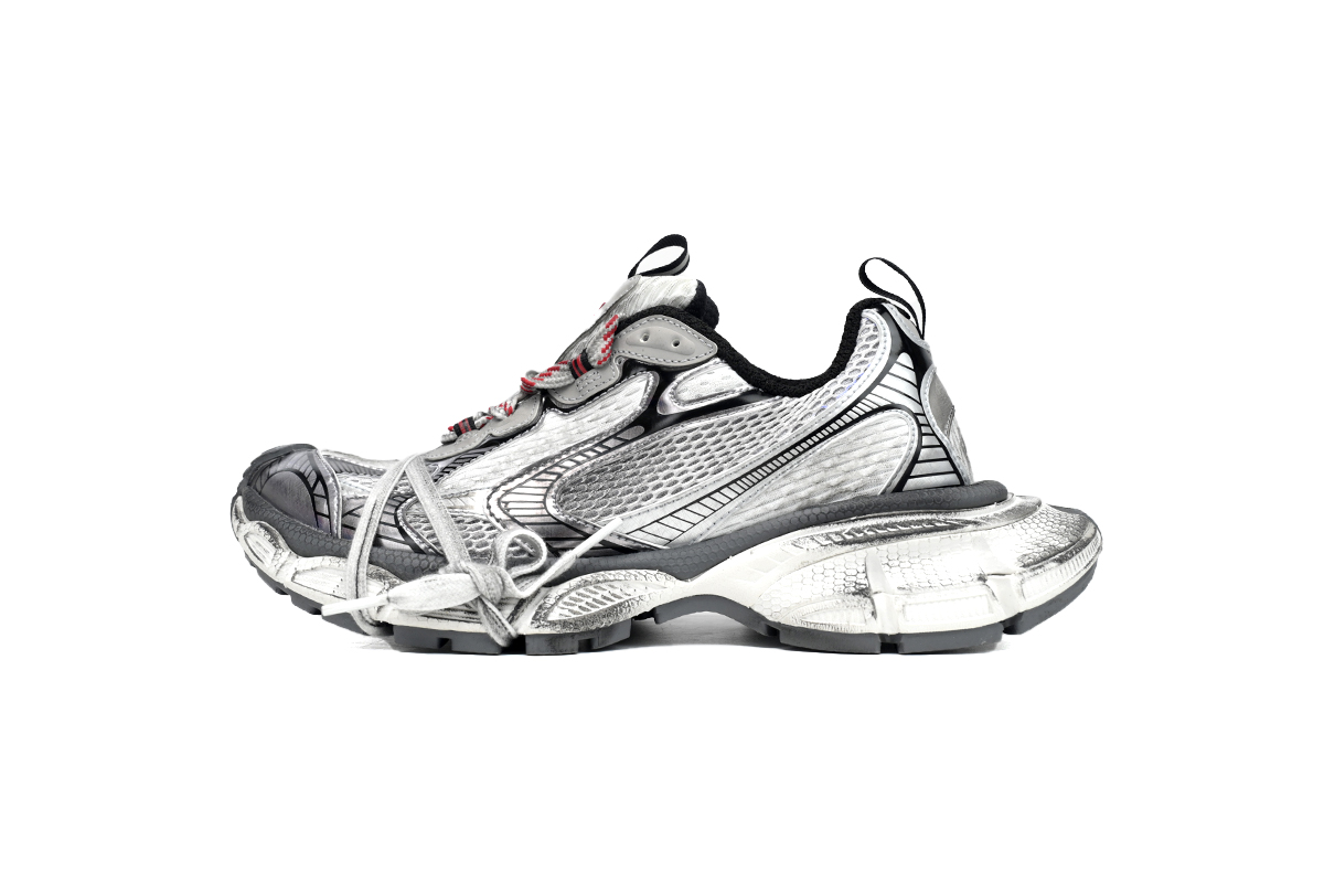    Balenciaga 3XL Lace-Up Sneakers  Grey Red  542228 W2RB8 2801