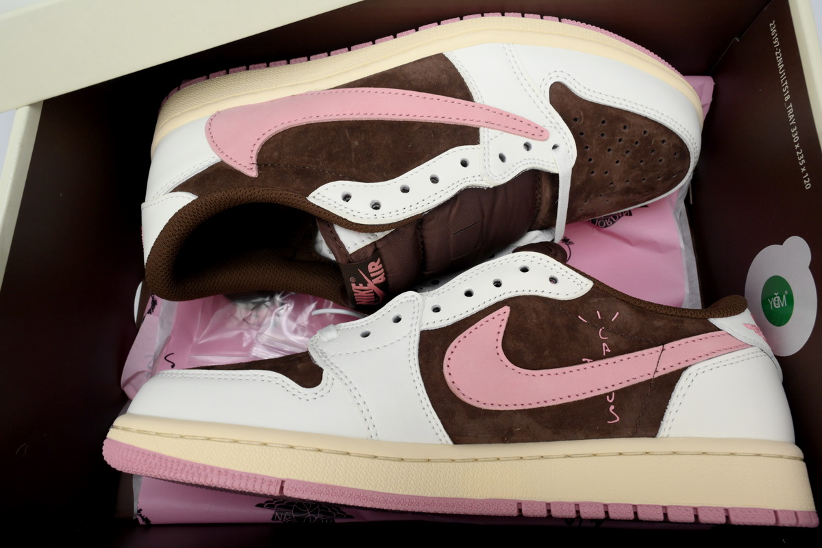    Pkgod Travis Scott x Air Jordan 1 Low Dark Pony Pink