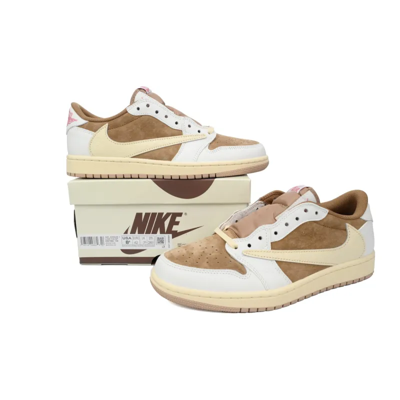 Pkgod Travis Scott x Air Jordan 1 Low Sail Shy Pink