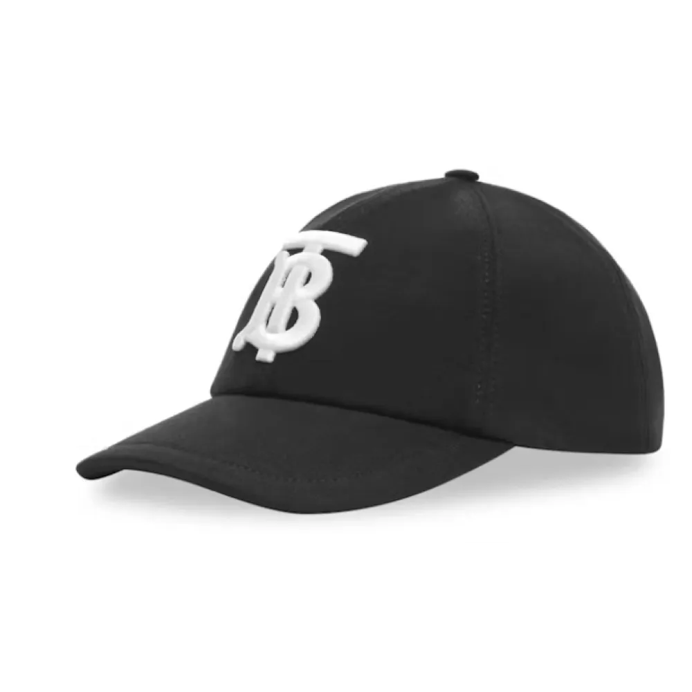 Burberry Monogram Motif Cotton Jersey Baseball Cap Black/White 