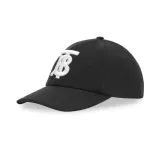 Burberry Monogram Motif Cotton Jersey Baseball Cap Black/White 