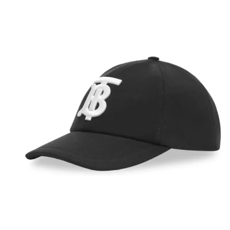 Burberry Monogram Motif Cotton Jersey Baseball Cap Black/White 